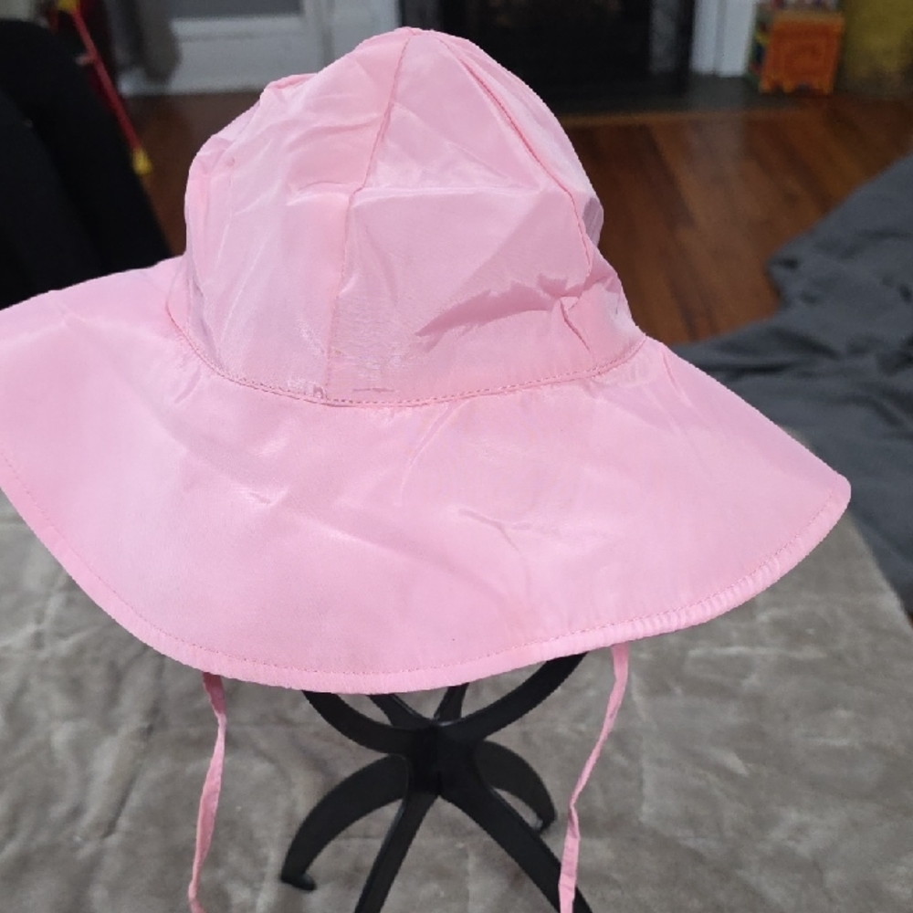 Ruffle Butts Infant Girl's Sun Hat Pink Drawstring Ties‎ 0-6mos. EUC